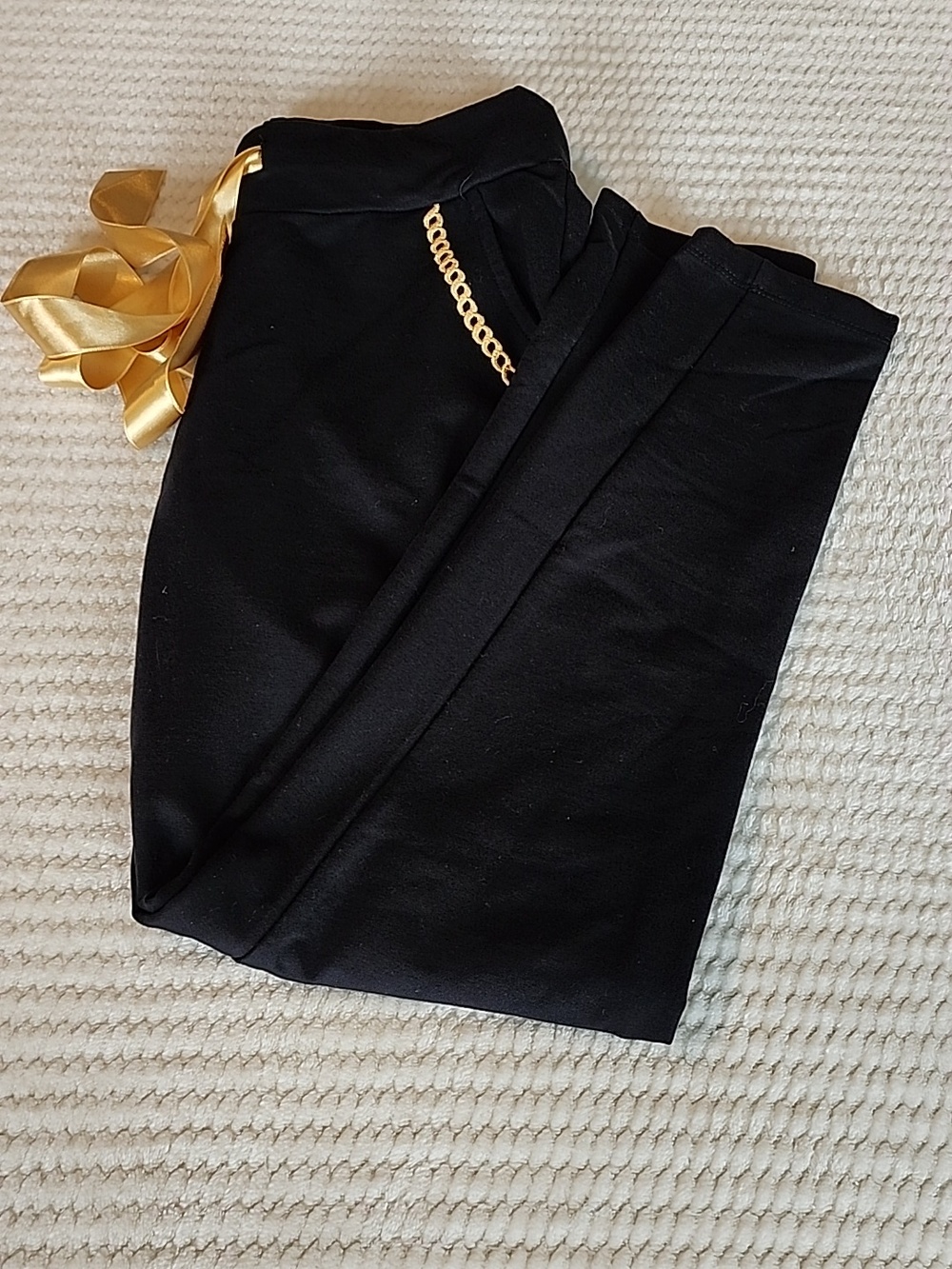 Motion Black Pants  with Gold  Belt Accents